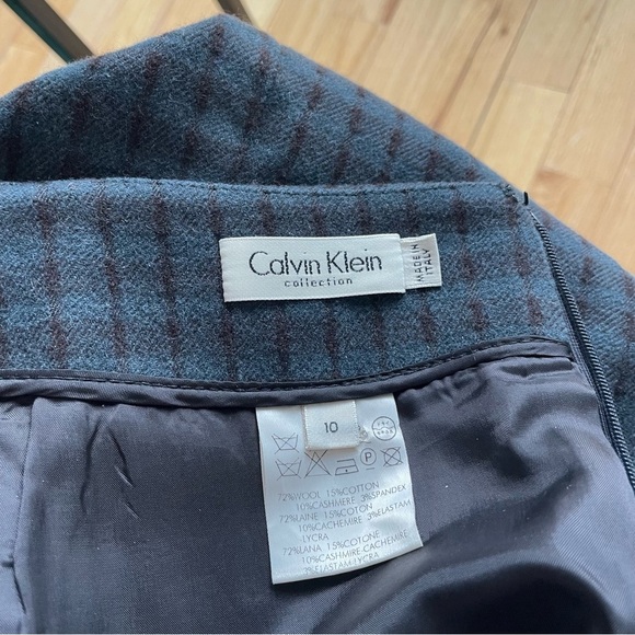Calvin Klein Collection Wool Blend Green Check Plaid Knee-Length Skirt Size 10 - Picture 8 of 10